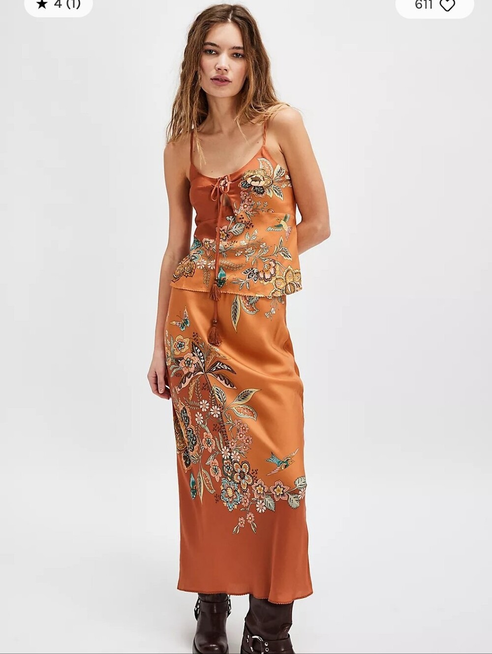 Spell - Mojave Lily Bias Skirt (Amber) And SPELL - Mojave Lily Lace Up Cami - Picture 3 of 13